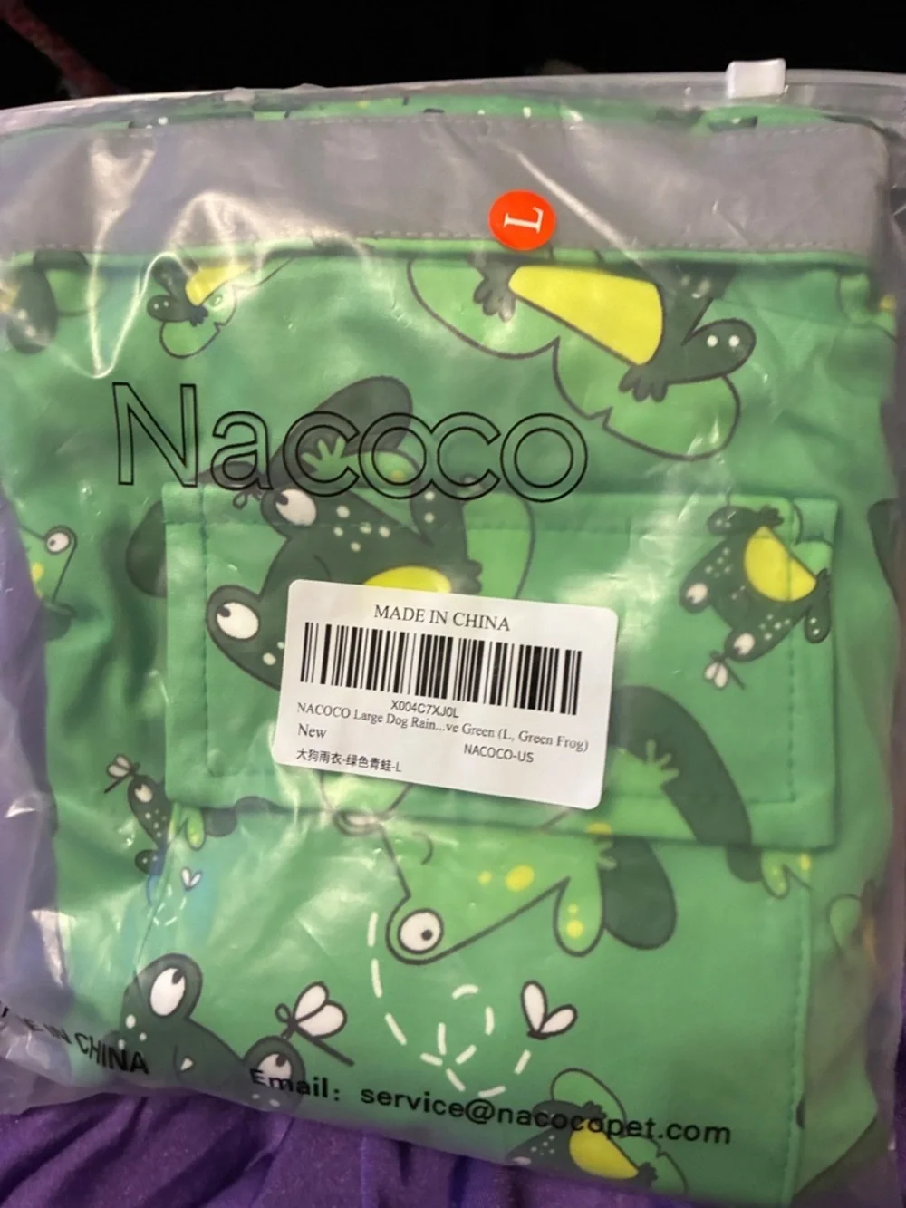 NEW  🆕 Green Frog Printed Adjustable Dog Light Weight Raincoat with Hood Large